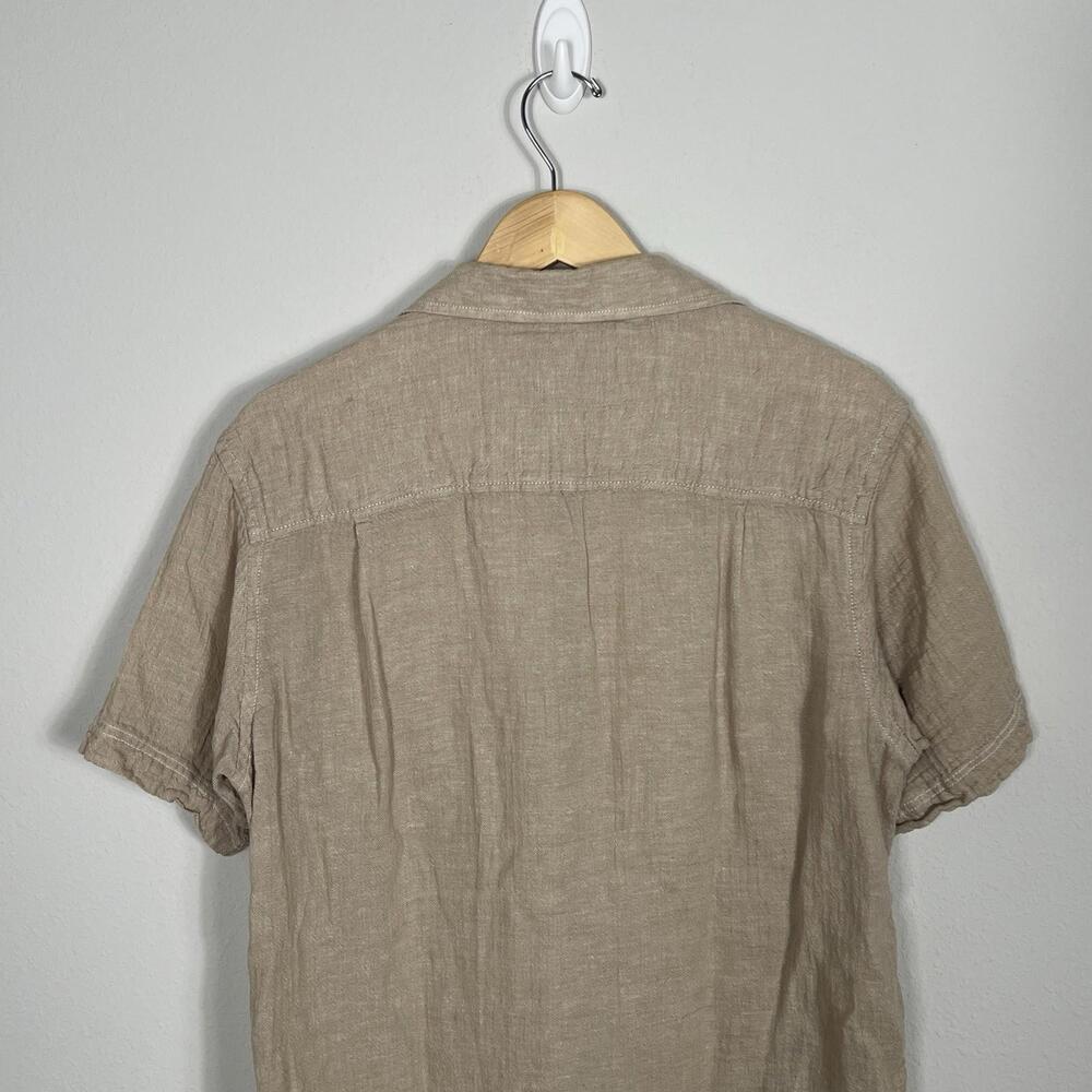 Club Room Mens Medium Beige Short Sleeve Linen Blend Gauze Button Up Shirt - Picture 6 of 6